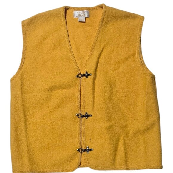 Tally Ho Wool Vest XL Yellow Hook Closure Sleeveless Vintage Top Retro Fashion - Picture 1 of 16